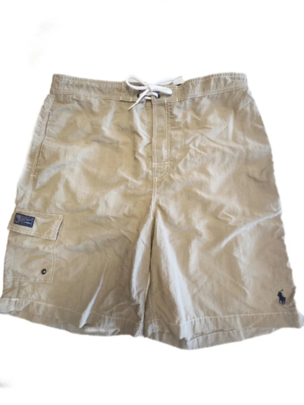 Polo By Ralph Lauren Classic Khaki Cargo Swim Trunks, Elastic Waist, Large